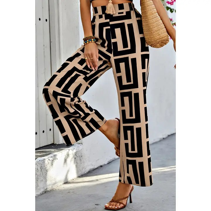 Allover Block Print Flowing Fit Ankle Pant