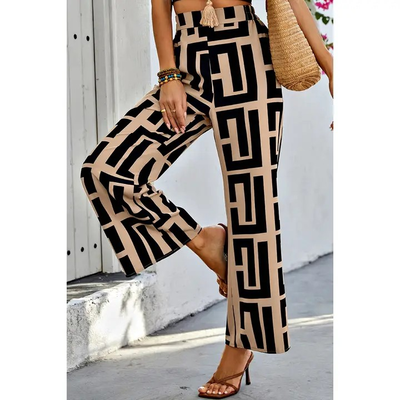 Allover Block Print Flowing Fit Ankle Pant