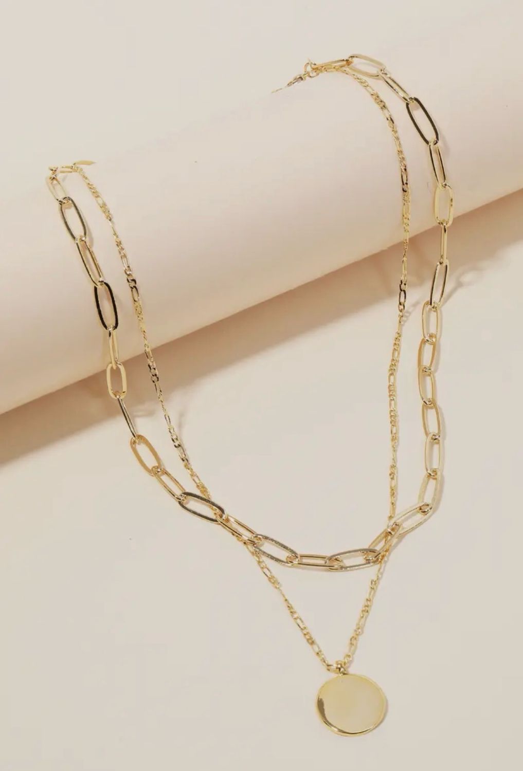 Layered Chain Pendant Necklace