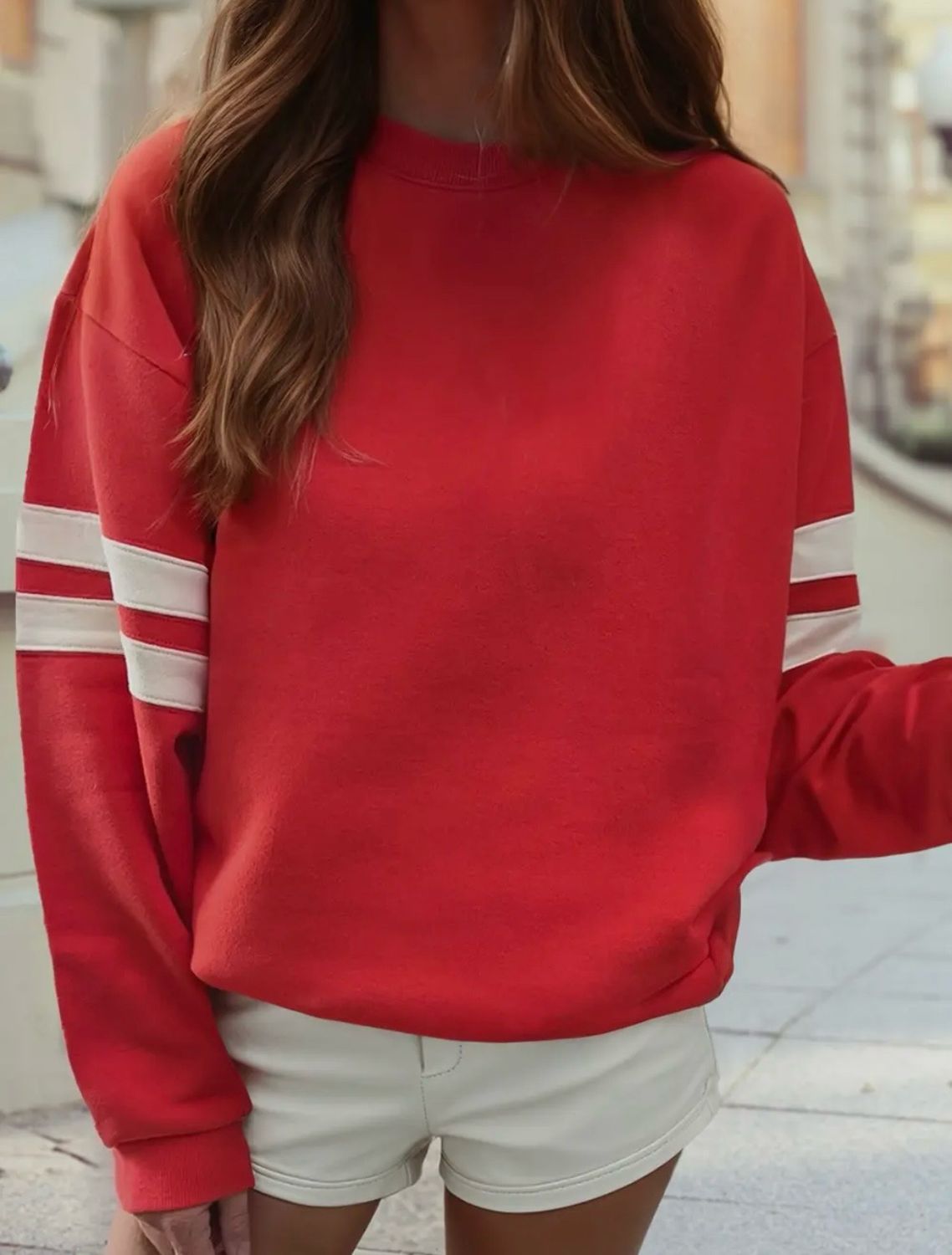 Varsity Striped Oversized Sweatshirt