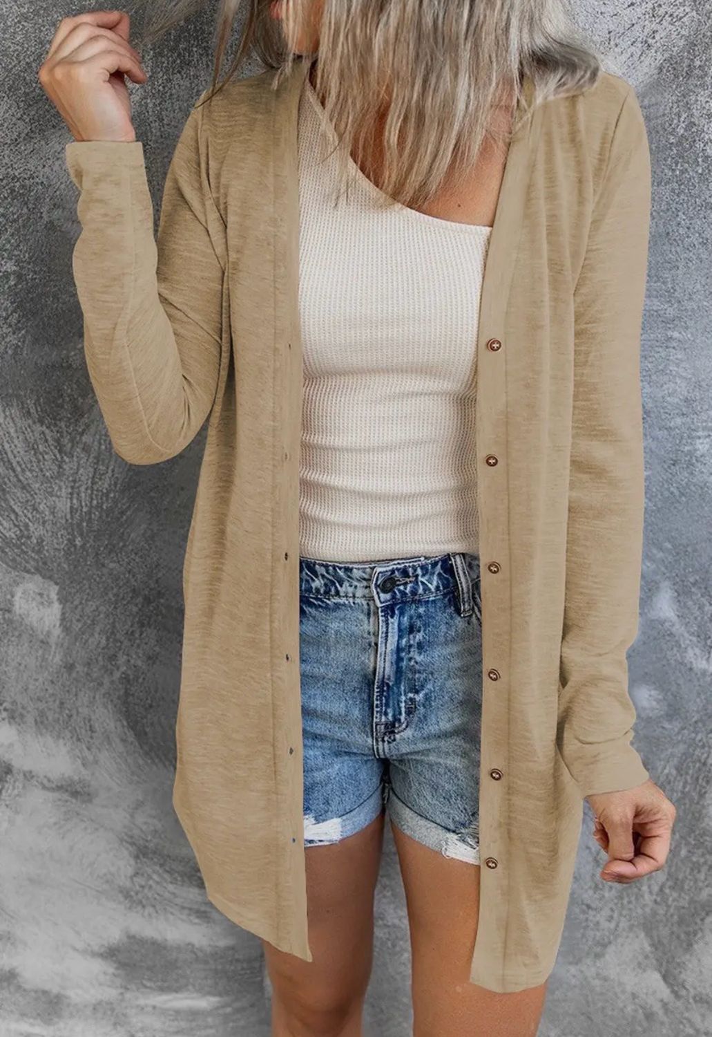 Extra Long Button Down Cardigan