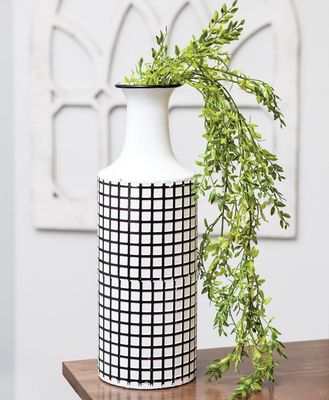 Farmhouse Check Enamel Vase