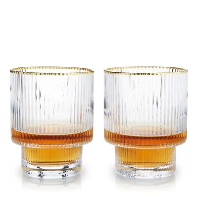 Deco Meridian Gold-Rimmed Whiskey Crystal Tumbler