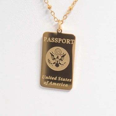 18K Gold PVD Stainless Steel Passport Charm