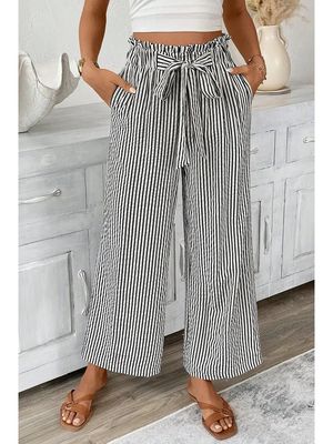 Striped Tie Wide Leg Pants