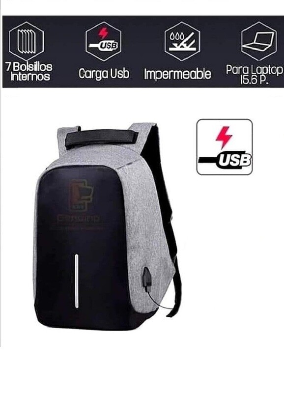 MOCHILA Impermeable con cierre oculto + USB