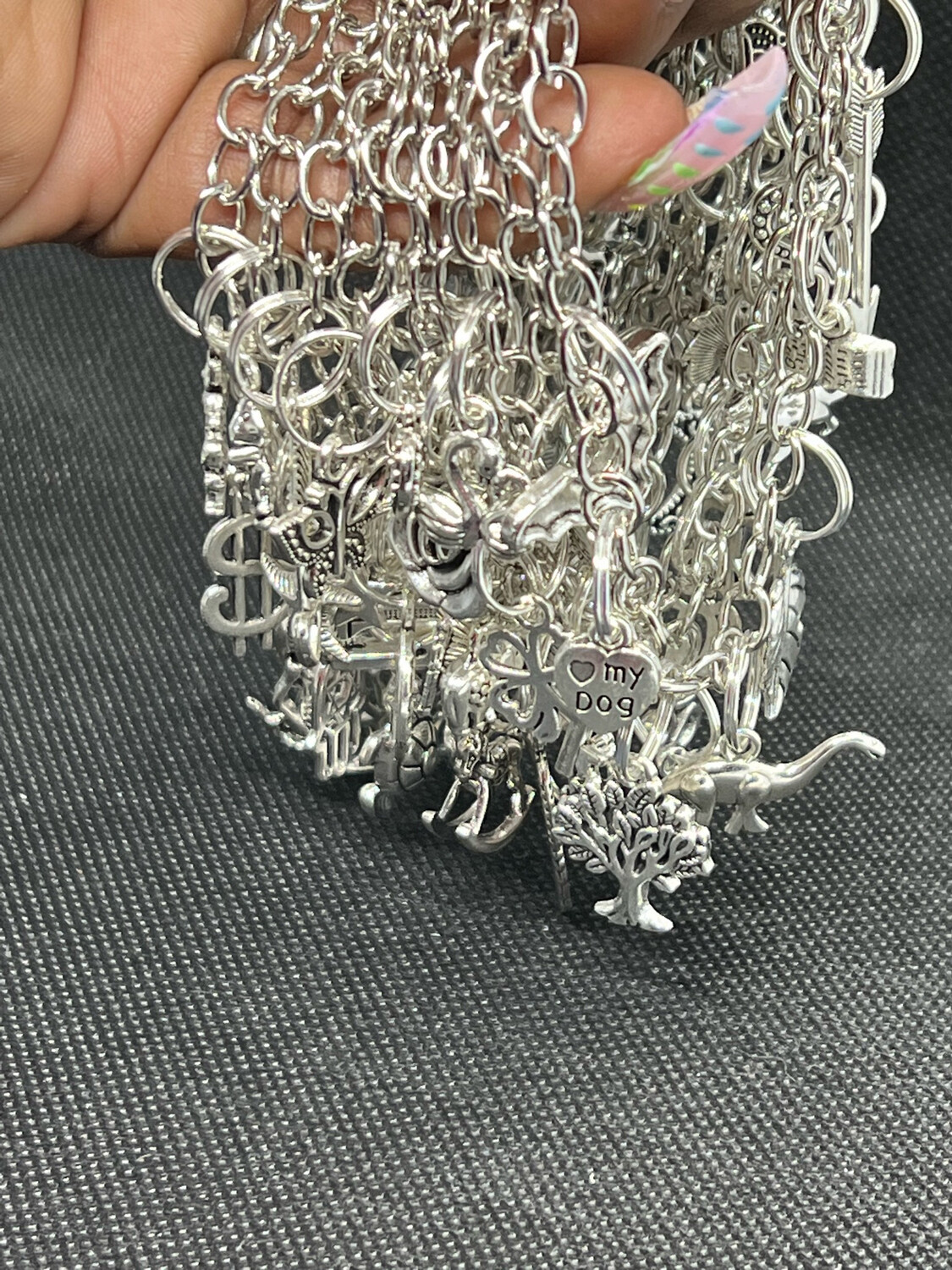 Silver Chain Charms Bracelets(1p)