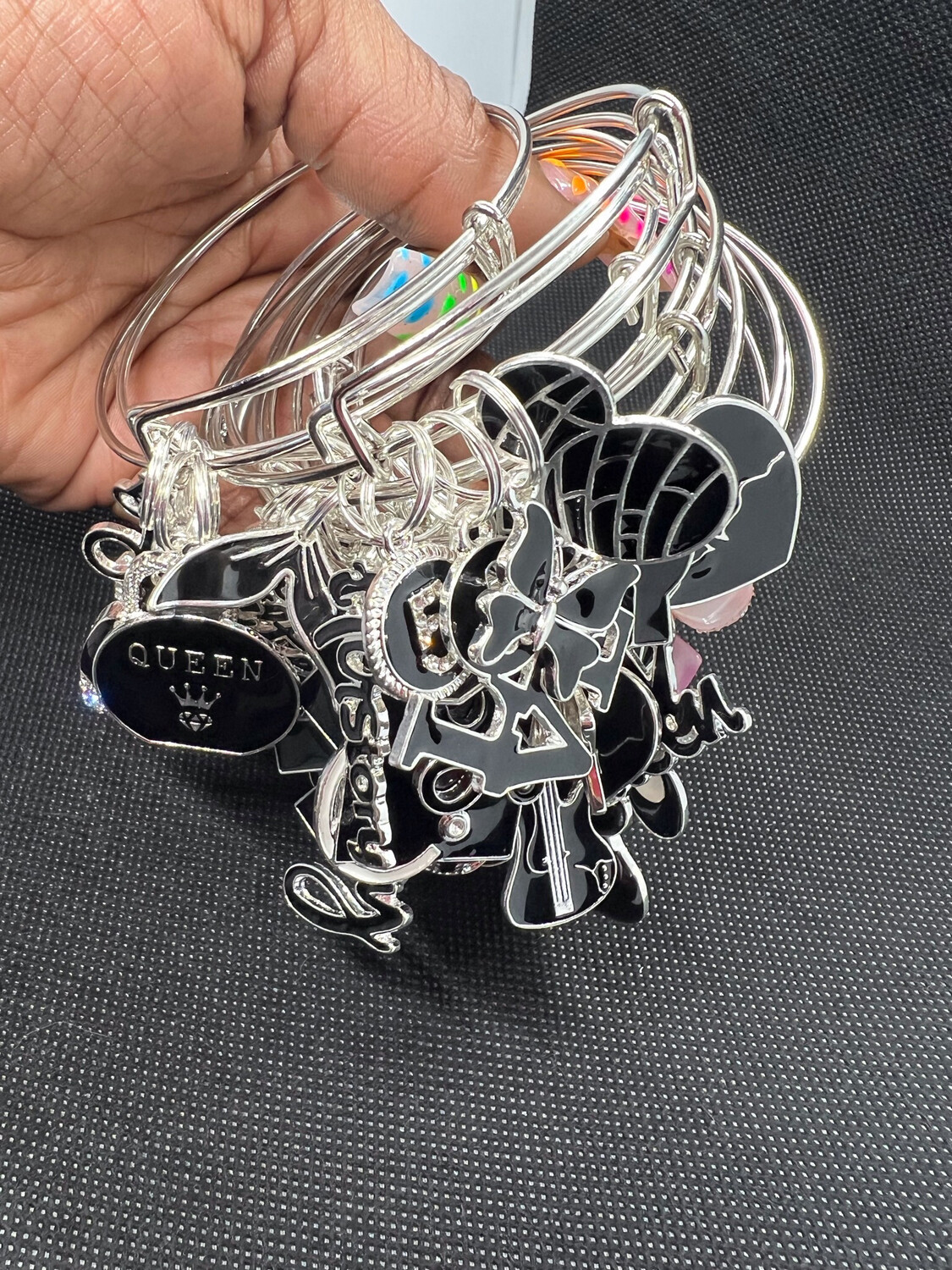 Black On Silver Bangles (1p)