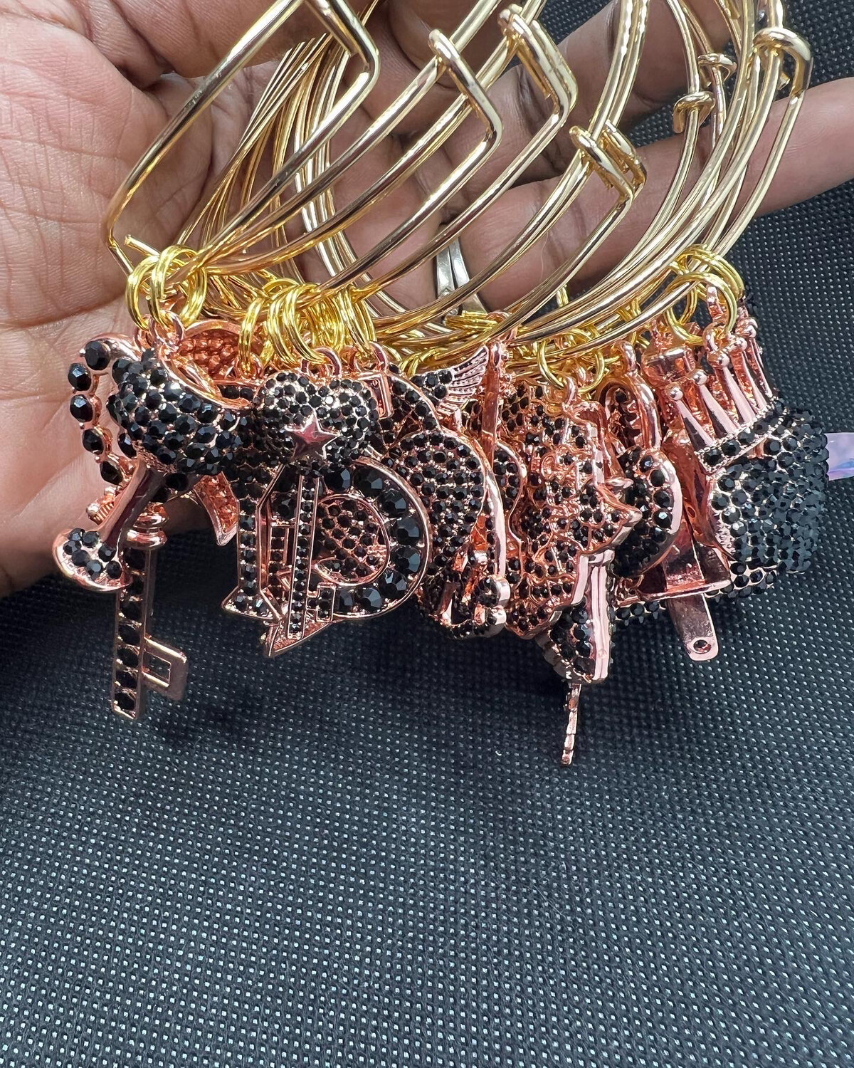 Black On Rose Gold Bling Bangles(1p)