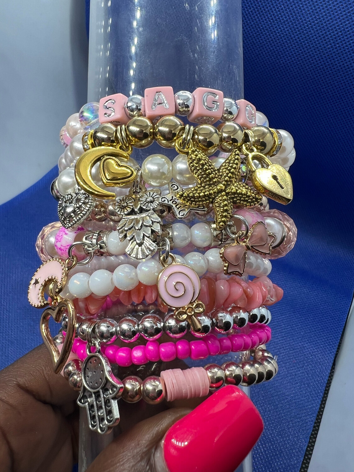 (10) Piece Sagg Stacked 1 Silver