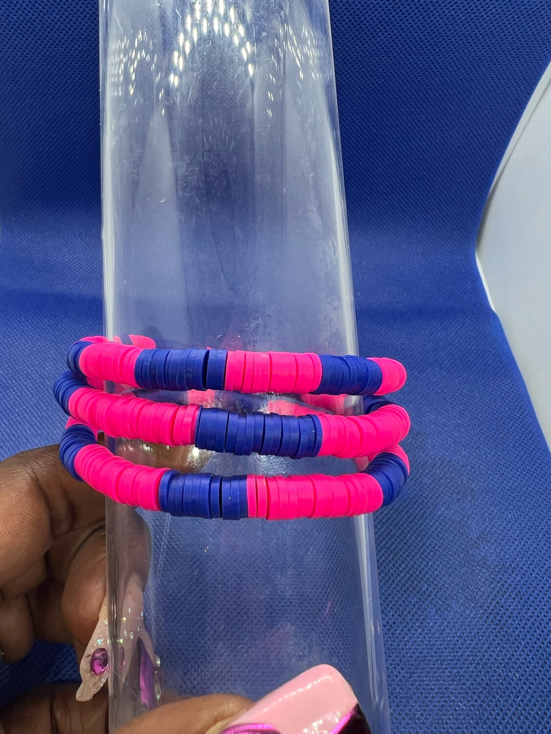 Pink &amp; Blue Clay Beads (1p)