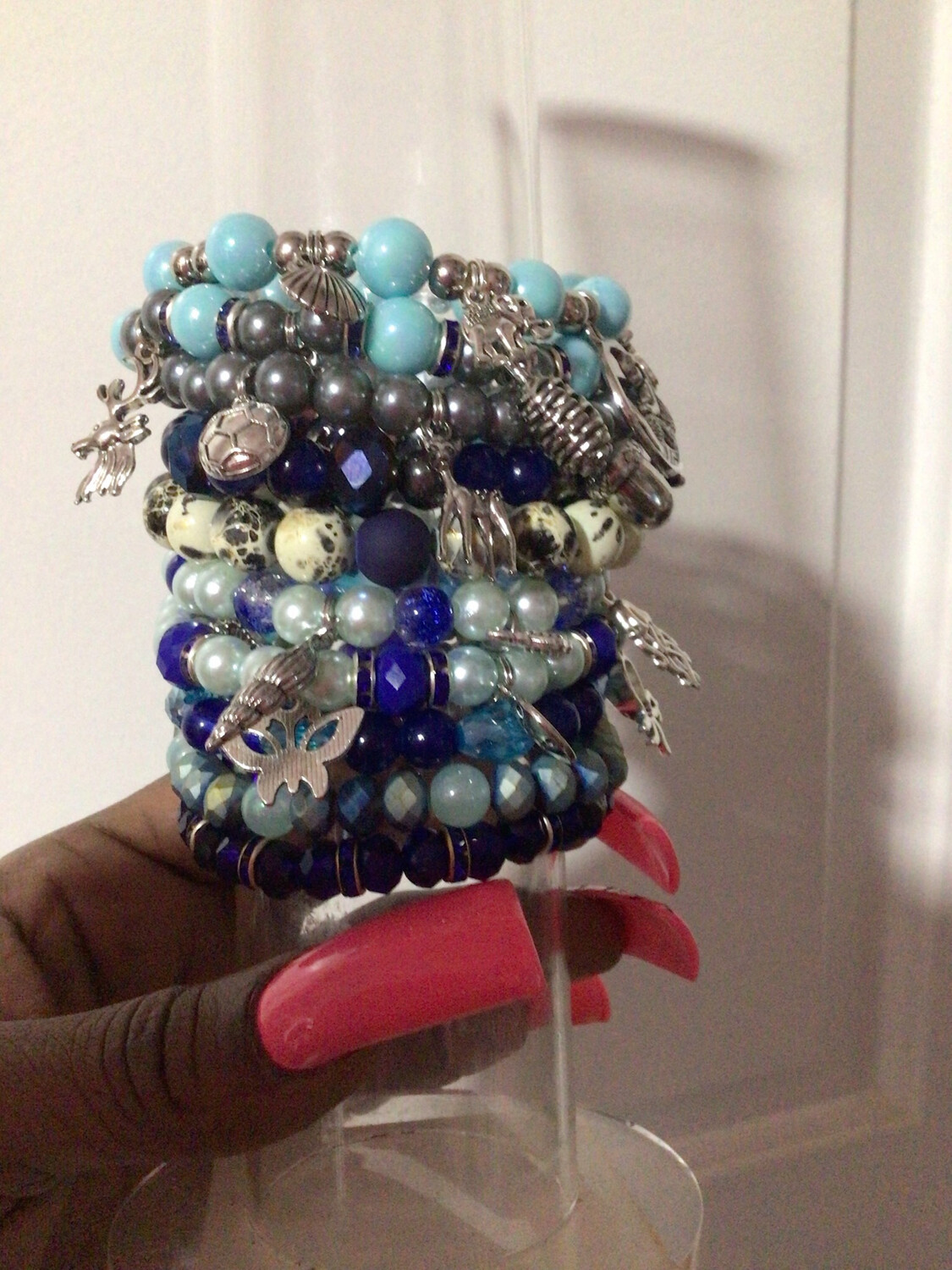 10 Pieces Blue Stacked