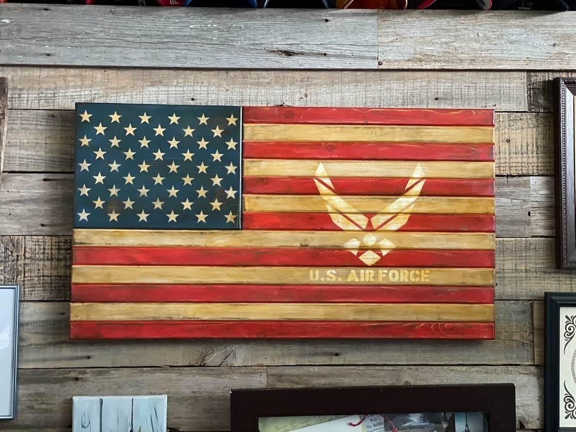 Rustic American Flag with branch of service (wood)