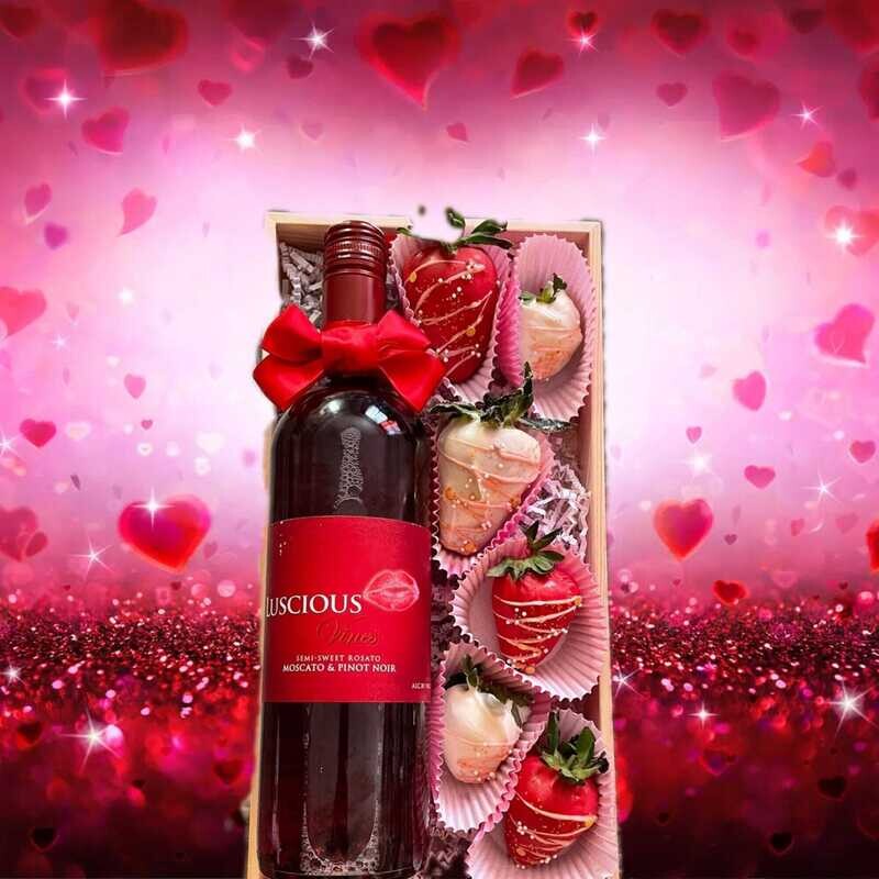 Media docenas de fresa con vino