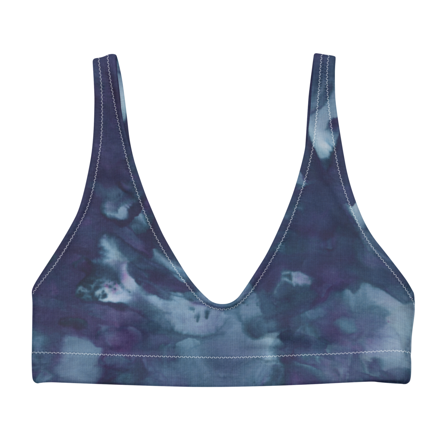 Ice Dye Print Bikini Top, Size: S, Color: Navy Blue