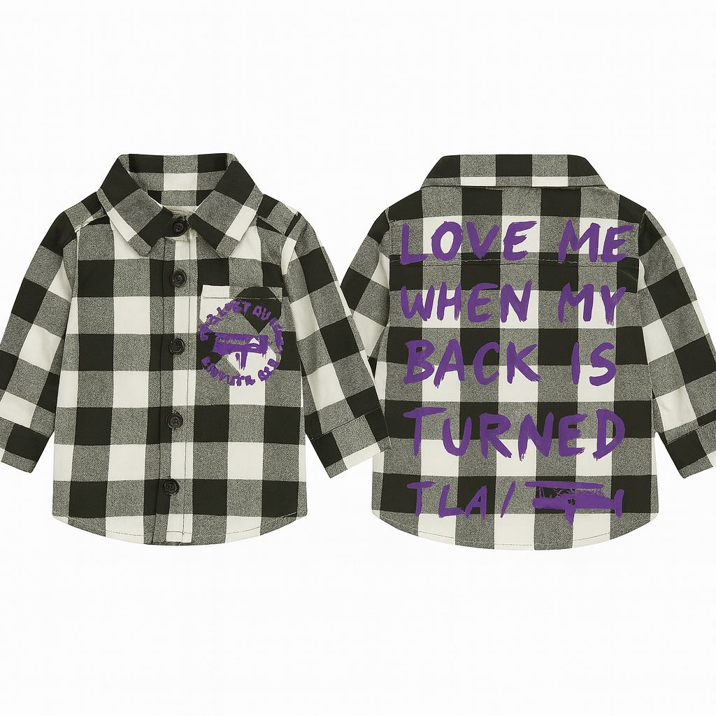 Toddler “When My Back Turned” Plaid Flannel