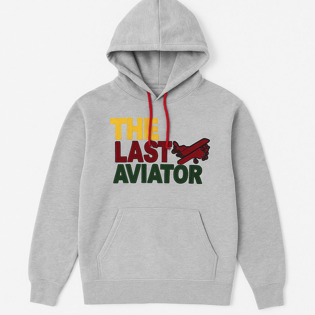 GREY &quot;THE LAST AVIATOR&quot; CHENILLE LETTERING HOODY, SIZE: SMALL