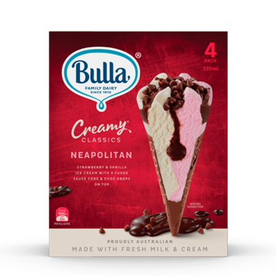 Bulla Creamy Classic Neapolitan Cones 4's