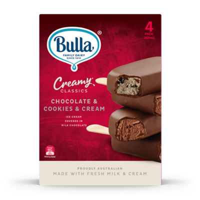 Bulla Creamy Classic Sticks Chocolate and Cookies & Cream 4's