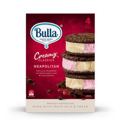 Bulla Creamy Classics Neapolitan Sandwiches 4pk