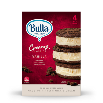 Bulla Creamy Classics Vanilla Sandwiches 4pk