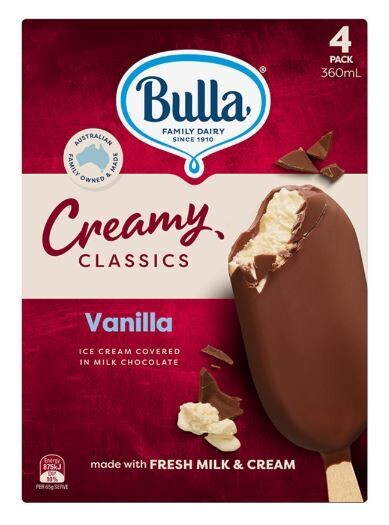 Bulla Creamy Classic Sticks Vanilla 4's