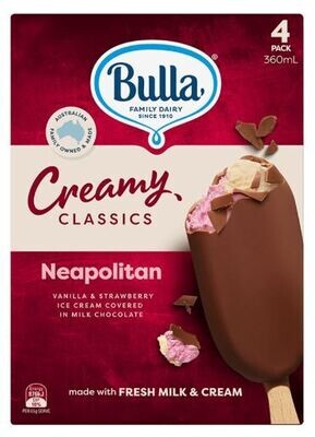 Bulla Creamy Classic Sticks Neapolitan 4&#39;s