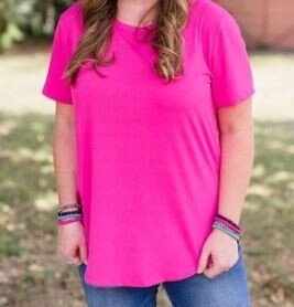 Solid Ribbed Fuchsia Top - S