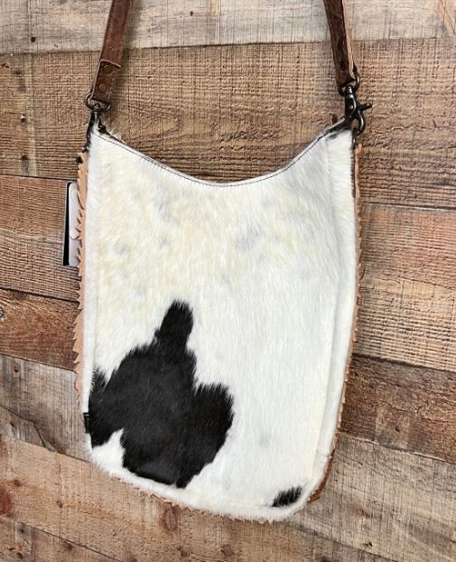American Darling Cowhide With Tooled Sunflower Trim Tite Bag 
