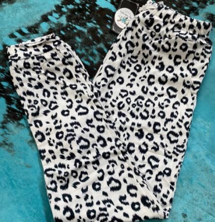 White Snow Leopard Lounge Pants - XL