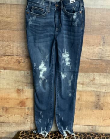 Judy Blue Skinny Jeans with Frayed Bottoms - 9/29