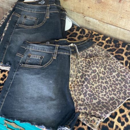 Leopard Black Denim Shorts - 9
