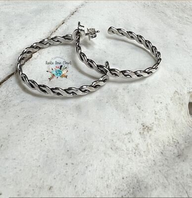 Navajo Sterling Silver Hoop Earrings by Katrina Tsosie