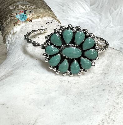 Navajo Turquoise Multistone Cuff Bracelet by Calvin Belin