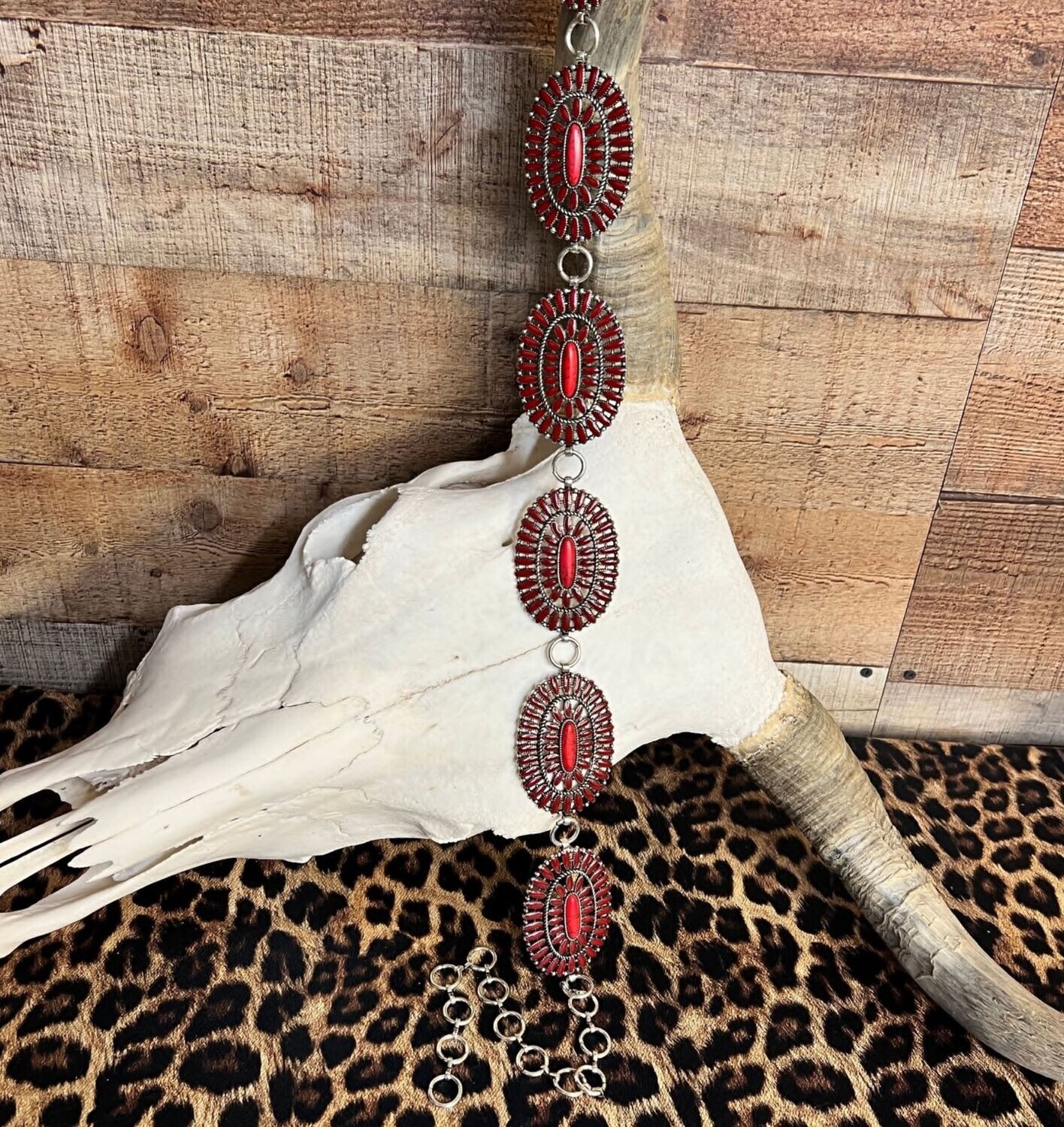 Red Oval Link Concho Belt