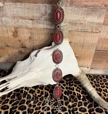 Red Oval Link Concho Belt