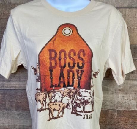 Ear Tag Boss Lady Graphic Tee with Rhinestones - 2XL