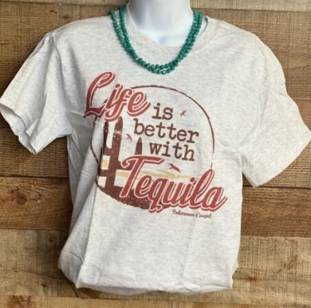 Life is Better with Tequilla Distressed Tee - L