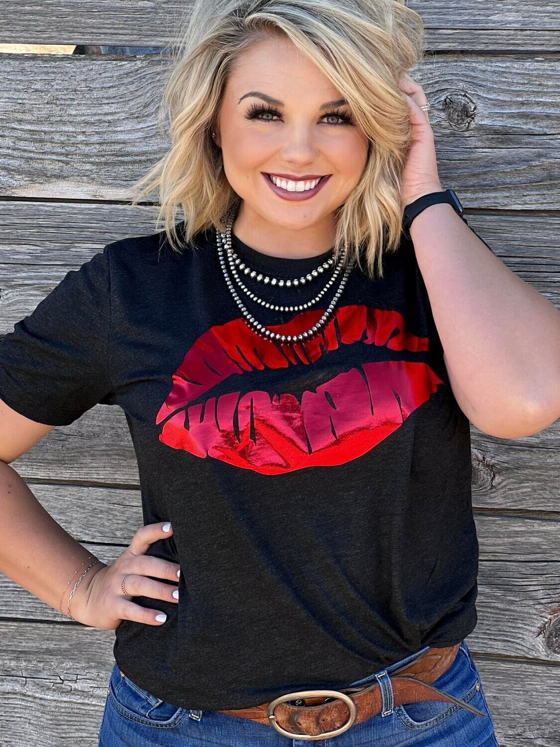 Red Foil Lips Tee - Xl
