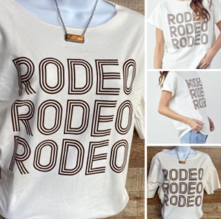 Rodeo Rodeo Rodeo Tee in Cream - M
