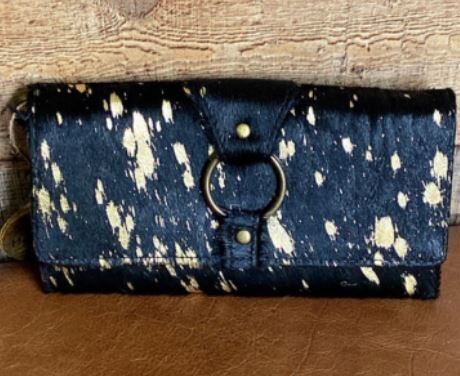 Black Acid Wash Gold Bifold Wallet