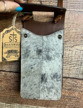 sTs Cowhide Cell Phone Crossbody with Card Slots - Gray