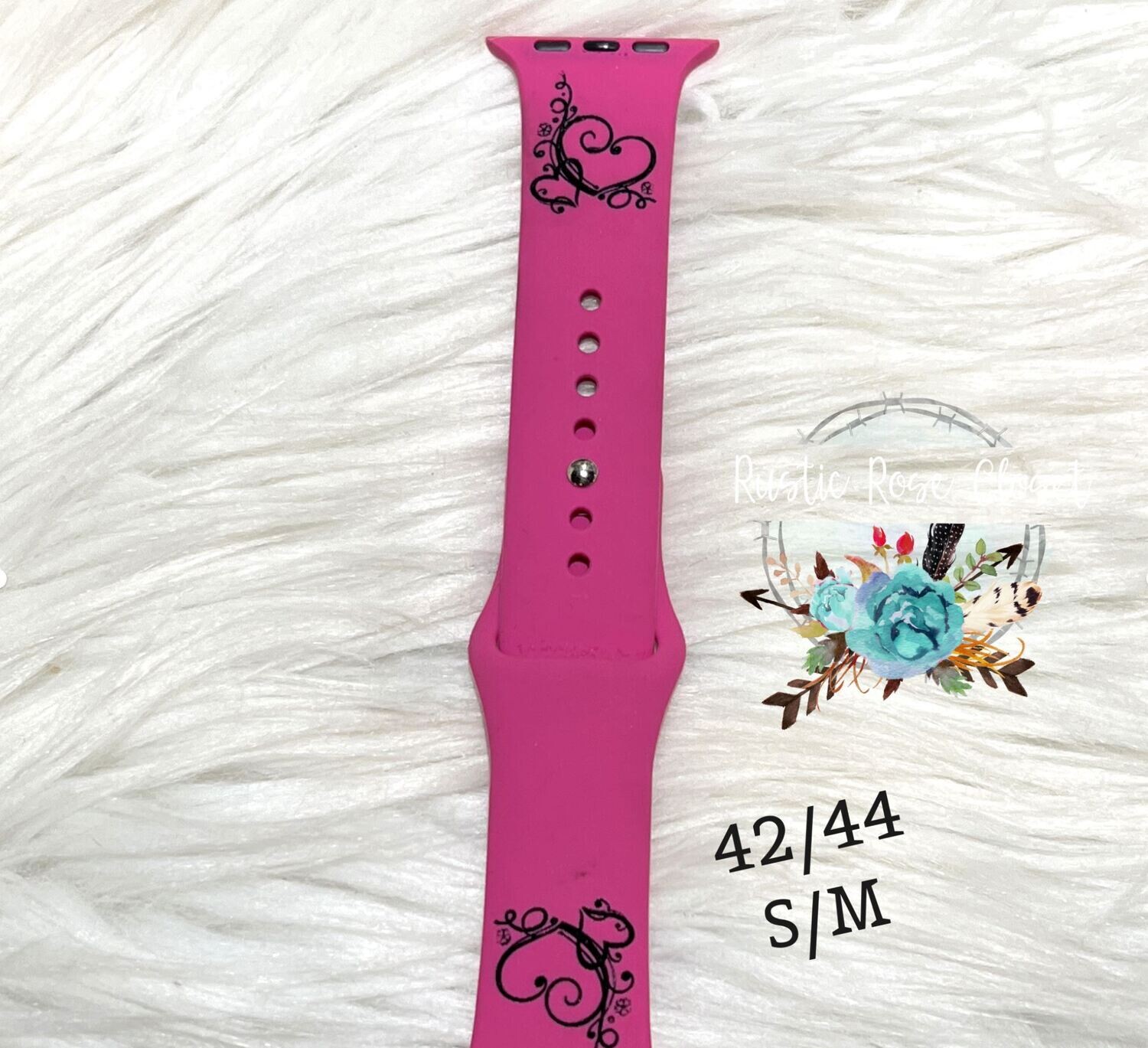 Engraved 42-44 Watchbands for Apple Watch - Bubblegum Band Hearts