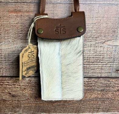 sTs Cowhide Cell Phone Crossbody with Card Slots - Cream