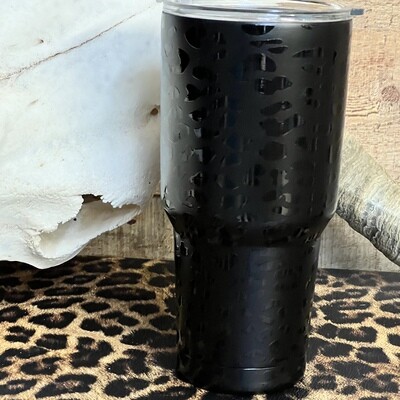 30 oz Stainless Steel Travel Tumblers - Black Leopard