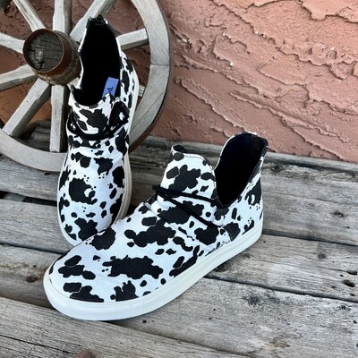 Very G Survivor White Black Cow Print Hi Top Sneakers - 6.5