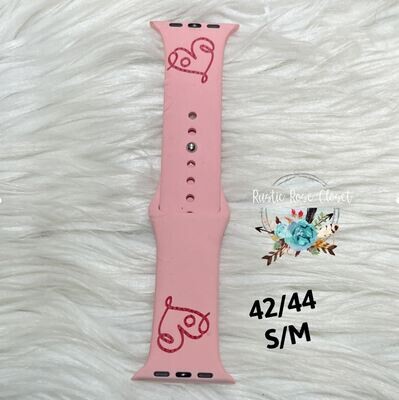 Engraved 42-44 Watchbands for Apple Watch - Pink Band Love Heart