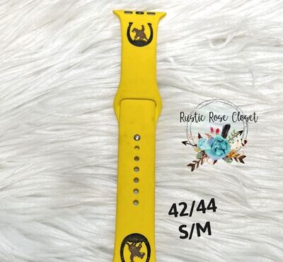 Engraved 42-44 Watchbands for Apple Watch - Yellow Band HorshoeCowboy