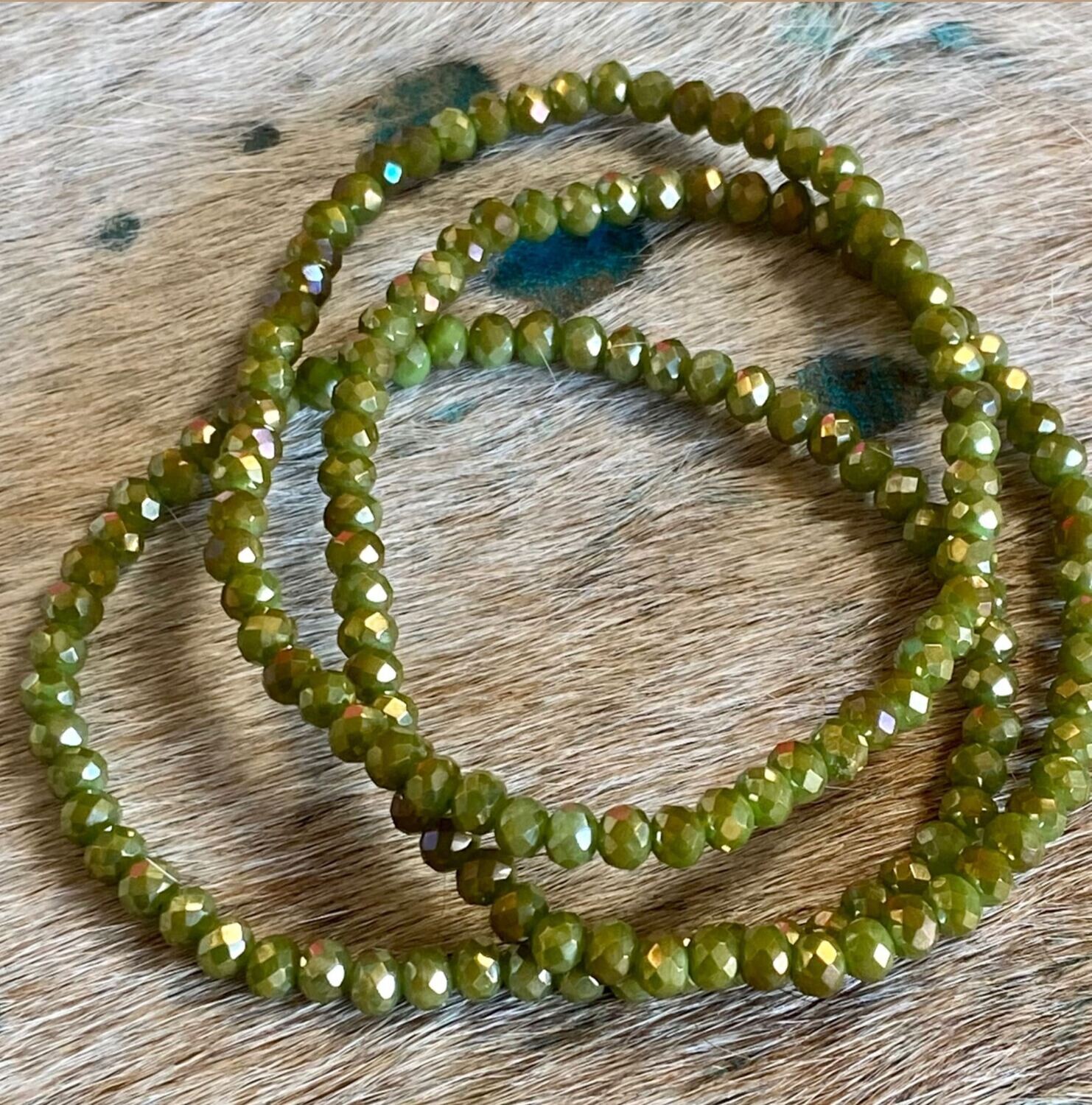 Olive Shimmer Small Stretch Bracelet - Regular