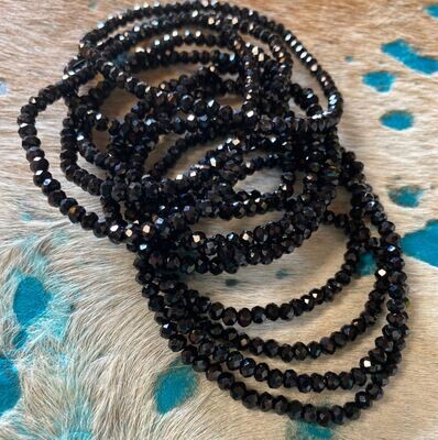 Small Black Bead  Stretch Bracelets - Regular